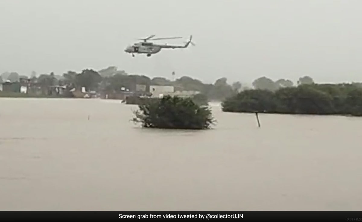 Pregnant Woman, Family Airlifted From Roof Of Flooded House In Ujjain