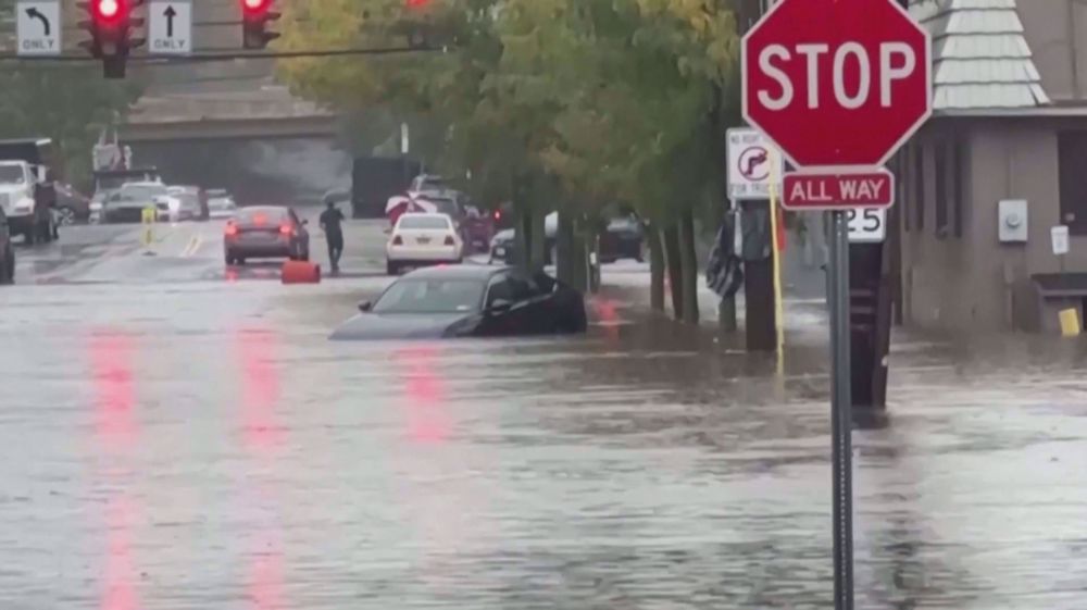 Heavy rains flood streets in New York's Hudson Valley