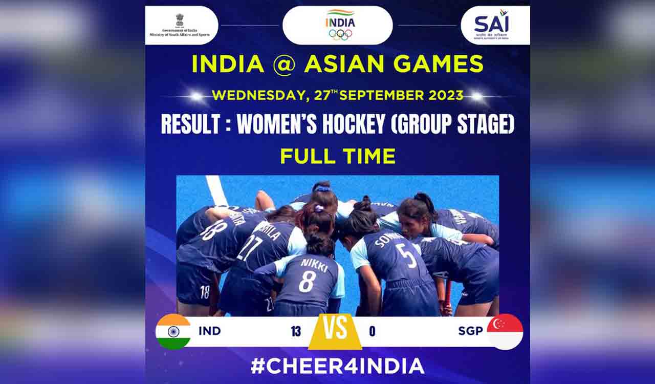 Asian Games: Indian women’s hockey team starts off with 13-0 win over Singapore