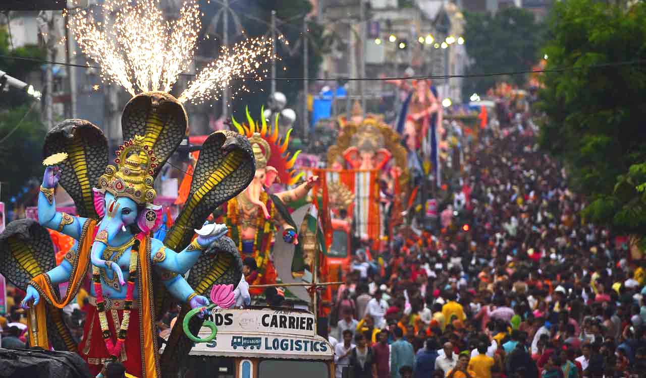 Ganesh processions paint Hyderabad with religious fervor