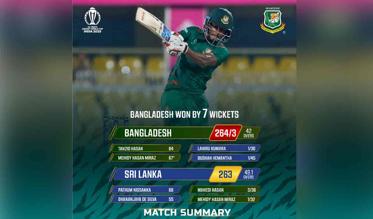 Bangladesh beat Sri Lanka by seven wickets in World Cup warm-up match