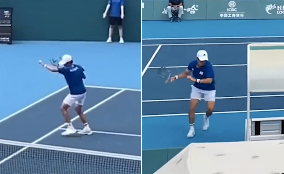 South Korean Tennis Player Smashes Racket In Emotional Outburst