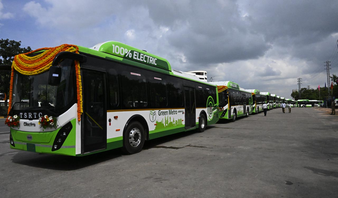 TSRTC introduces 25 Electric Green Metro Luxury AC buses in Hyderabad