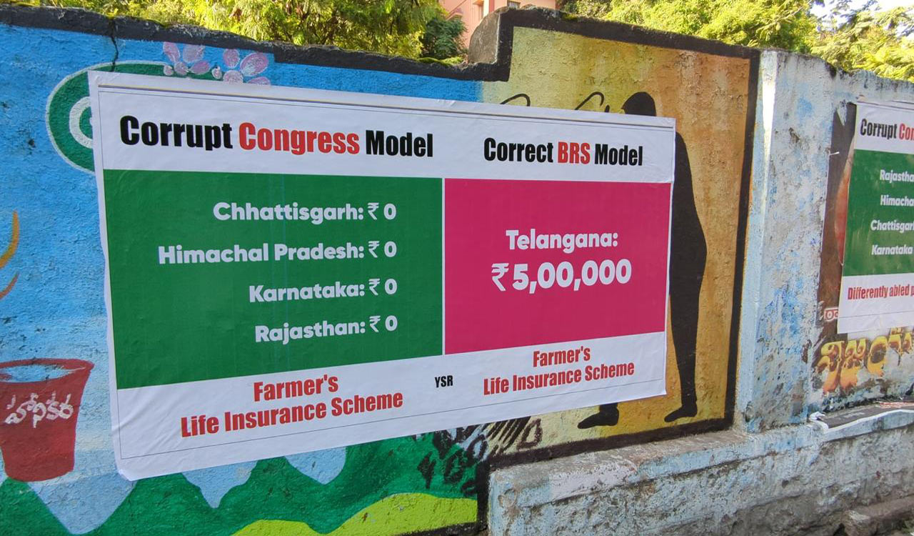 Posters comparing Congress, Telangana regimes surface in Hyderabad