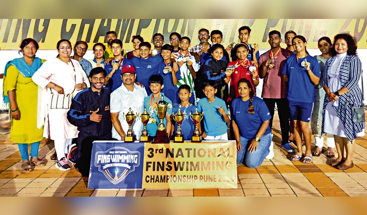 Telangana swimmers clinch third position at 3rd National FinSwimming Championship