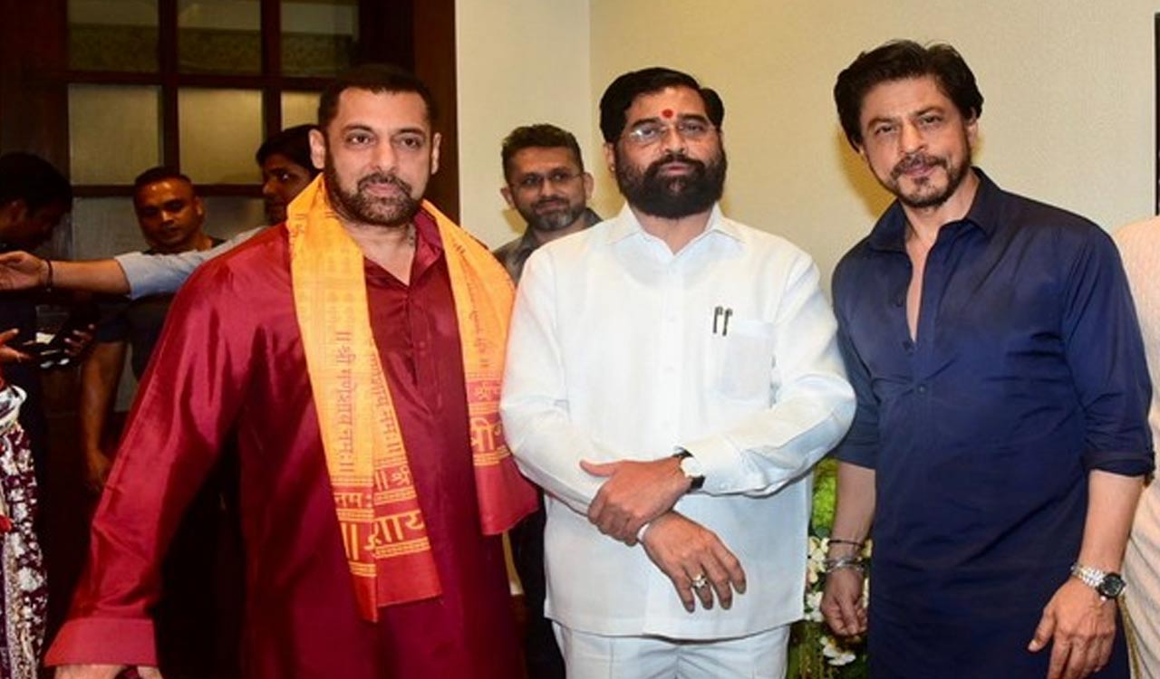 Shah Rukh Khan, Salman Khan attend Ganpati puja at Maharashtra CM Eknath Shinde’s residence