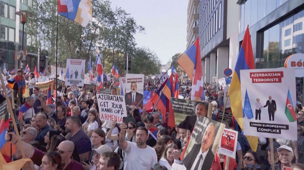 Armenians demonstrate in Brussels to denounce Alieyev and EU's inaction