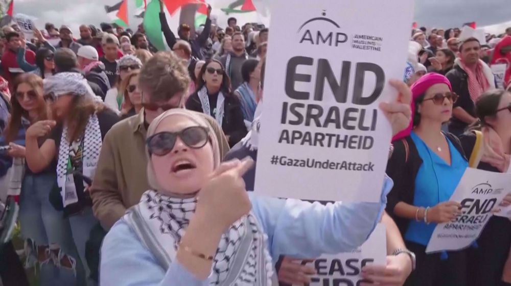 Hundreds rally in Washington DC, France's Lyon in support of Palestinians in Gaza