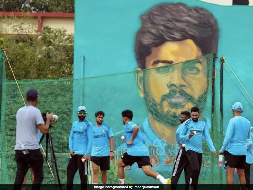 Team India Practice In Front Of Sanju Samson's Poster. His Post Is Viral