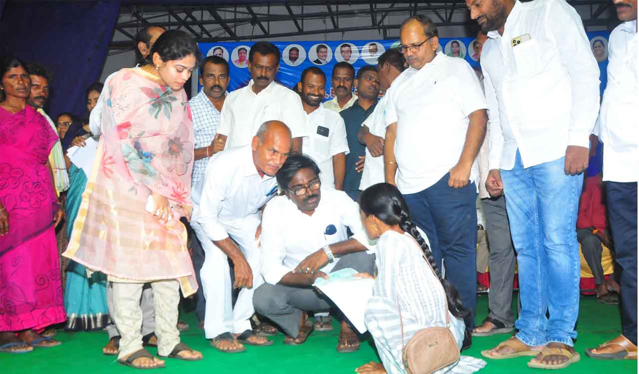 Minister Puvvada distributes BC Bandu cheques to beneficiaries