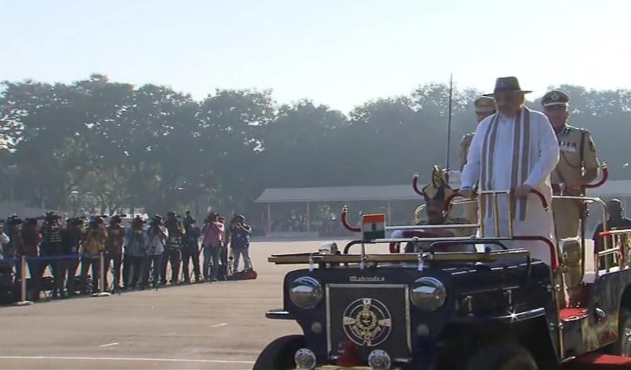 Amit Shah reviews passing out parade of IPS probationers in Hyderabad