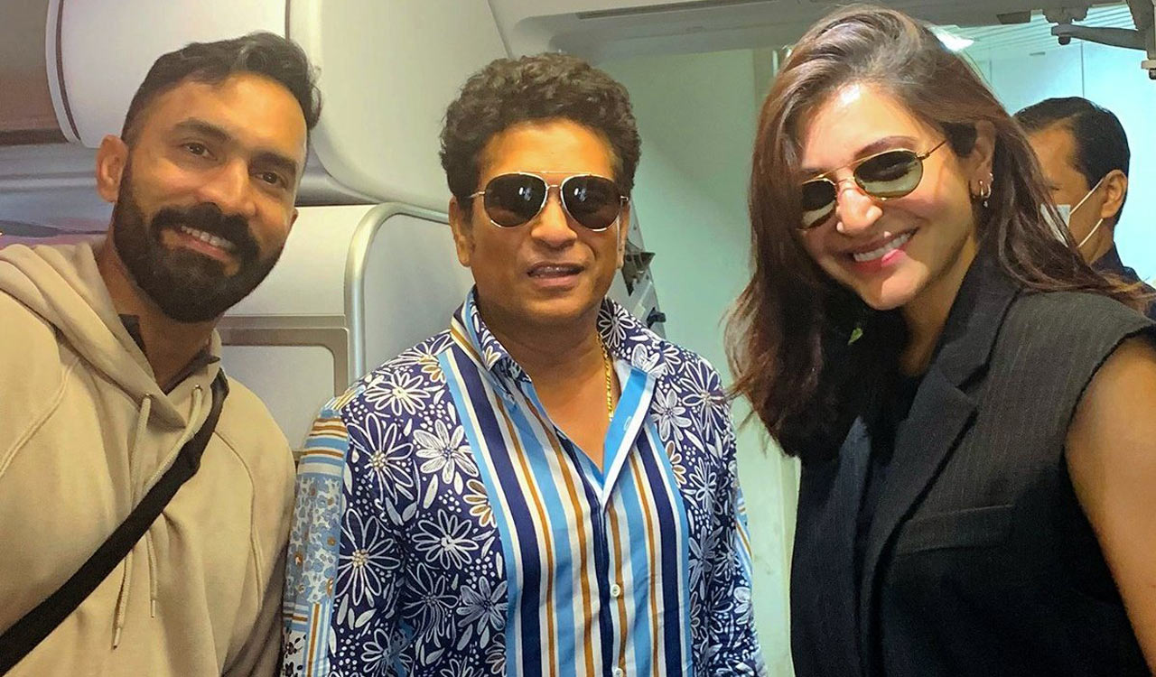 Ind vs Pak: Anushka, Arijit, Sachin arrive at Narendra Modi Stadium