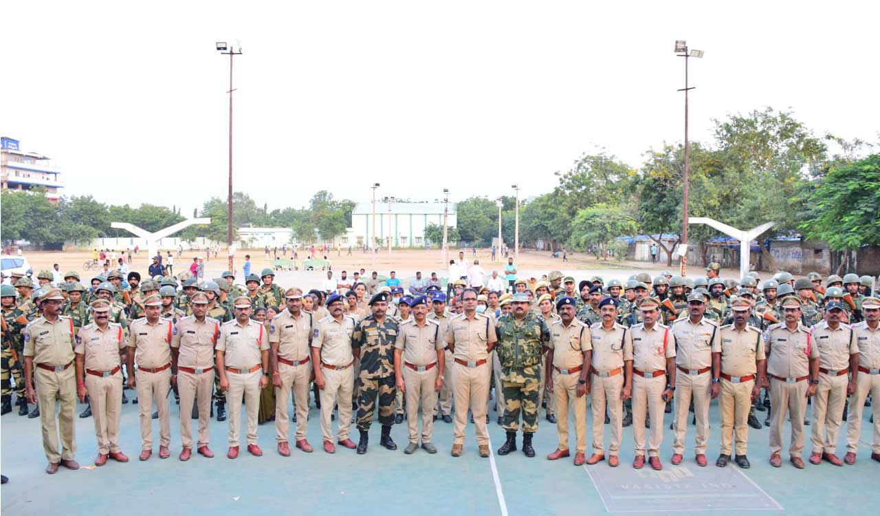 BSF flag march held in Jagtial