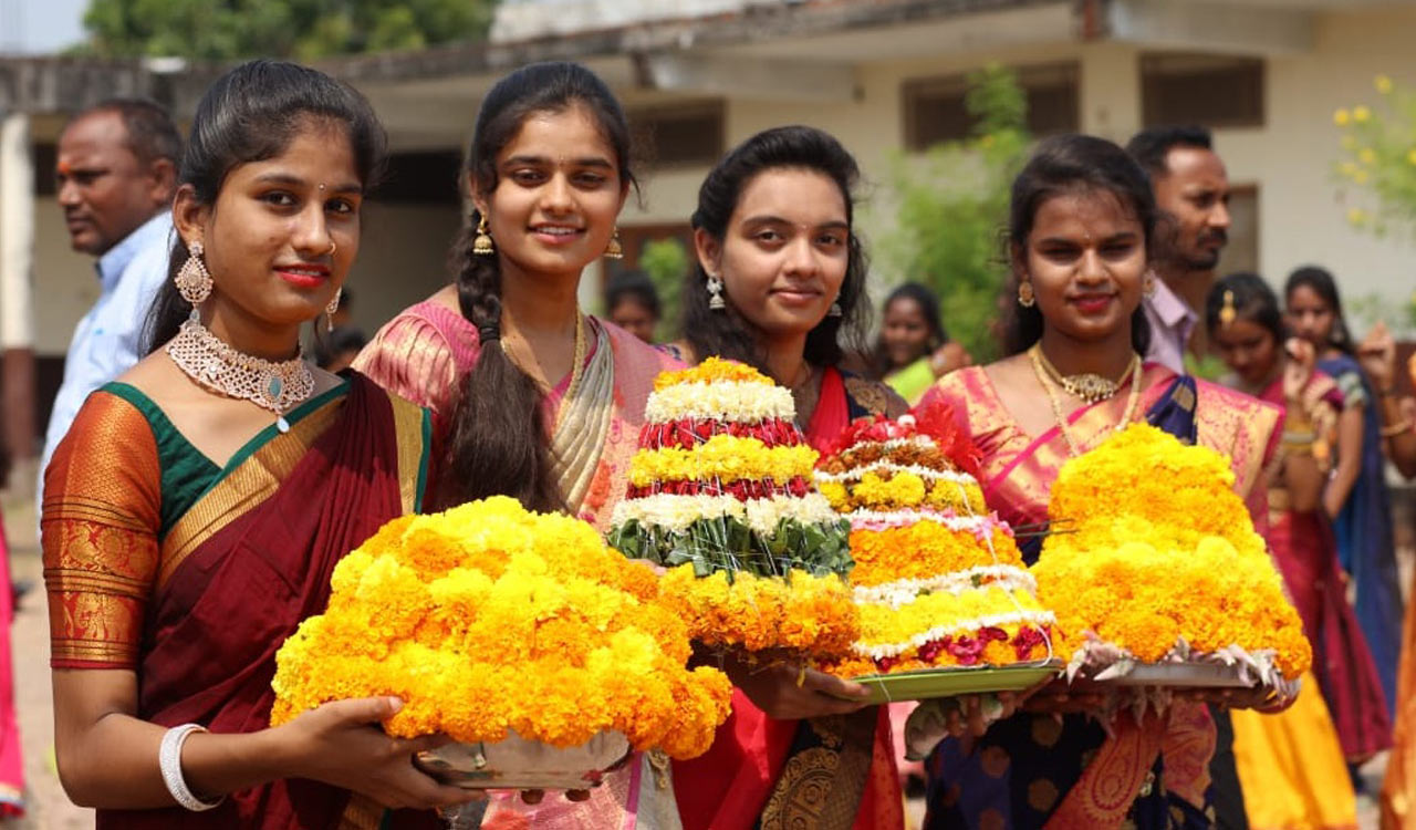 Bathukamma festival begins on a colorful note in Adilabad