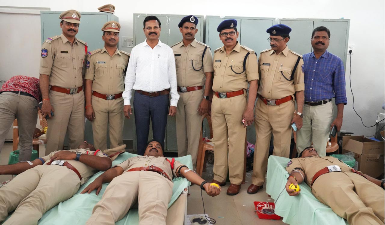 Mega blood donation camp held at Police Training College in Amberpet