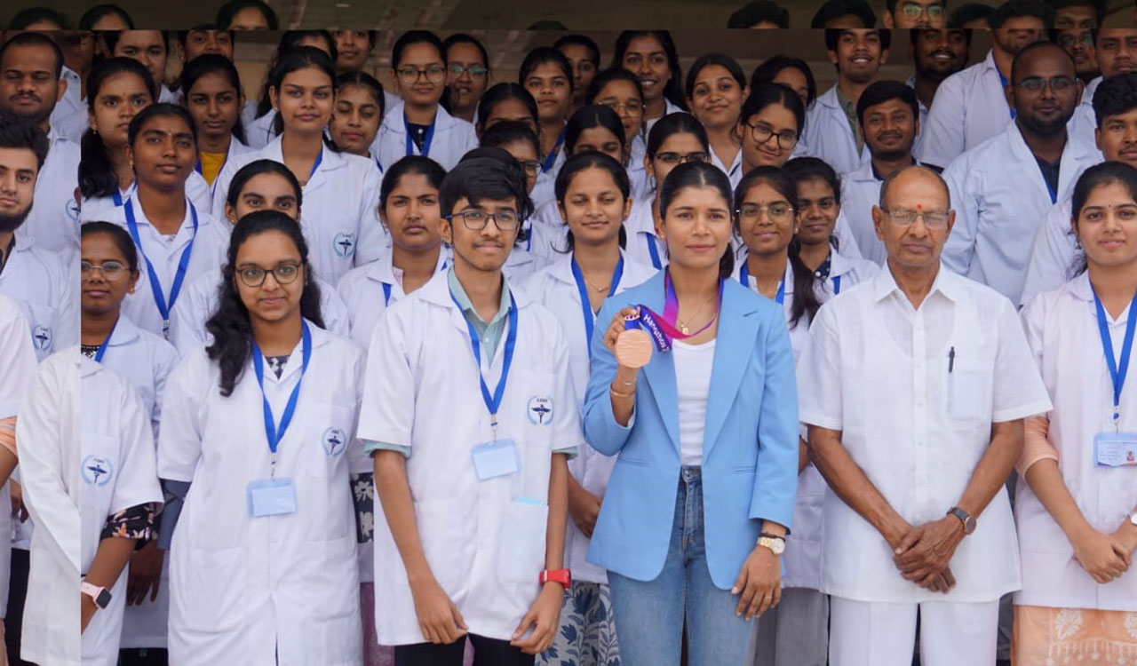 World Boxing champion Nikhat Zareen visits Marri Arundhati Multi Specialty Hospital at Dundigal