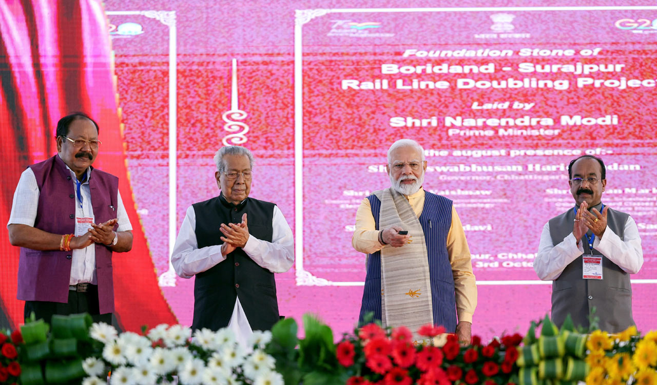 PM Modi lays foundation stone for multiple rail, road projects in Chhattisgarh