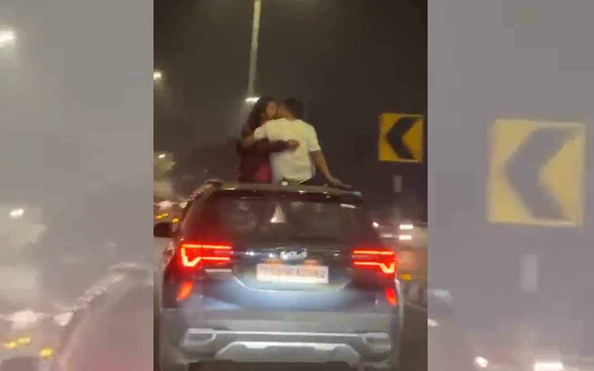 Hyderabad couple kisses from sunroof of speeding car, safety concerns raised