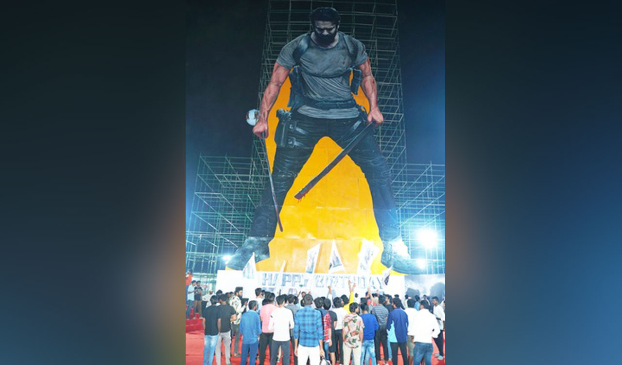 Prabhas fans create massive 230 ft cutout of ‘Salaar’ actor on his b’day