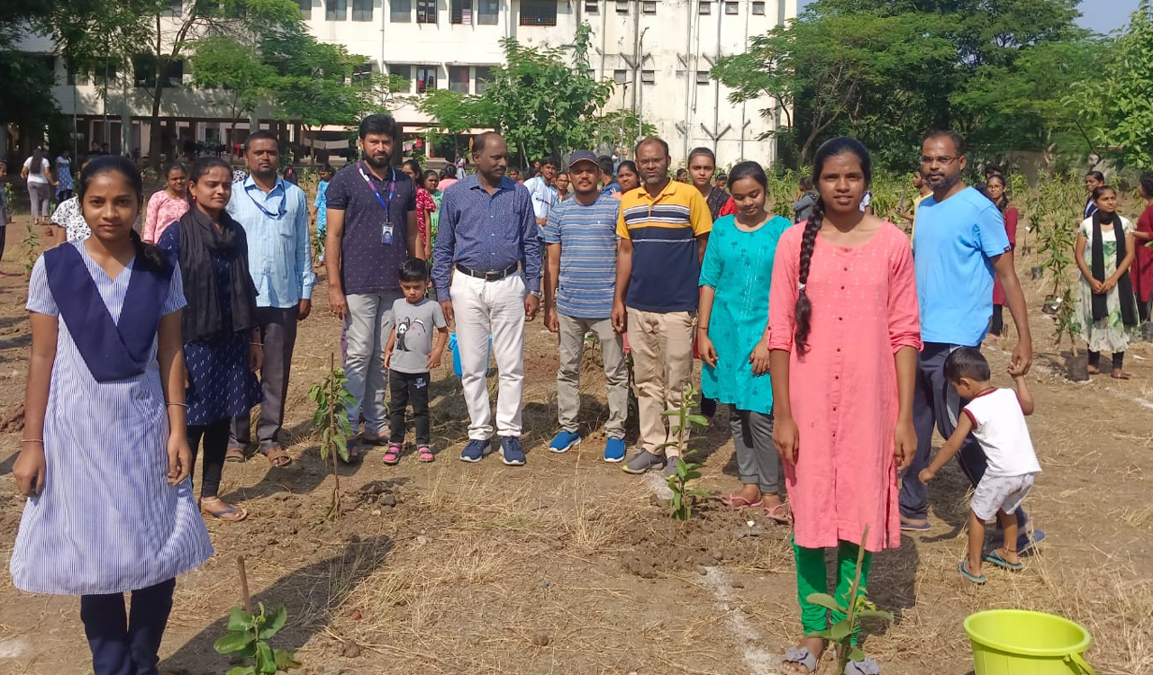 RGUKT-Basar NSS wing, SBI plant 4,000 saplings in a single day