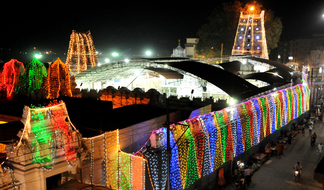 Telangana: Vemulawada temple decked up for Navaratri celebrations