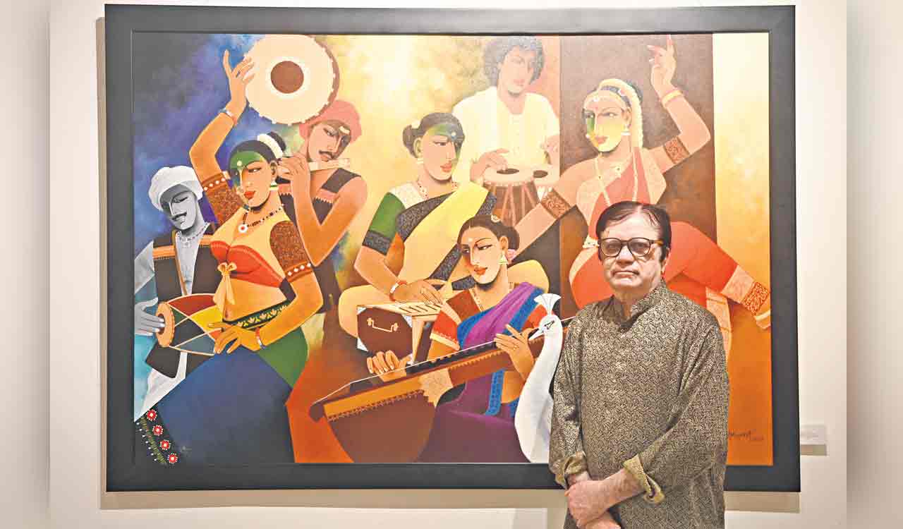 Agacharya’s ‘Visual Narratives’ exhibition immerses viewers in vibrant nostalgia of village life