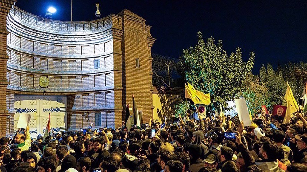 Outraged by Israeli savagery, Iranian protesters gather in front of French, UK embassies