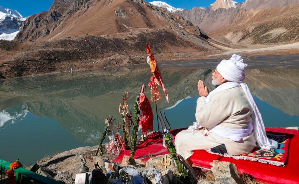 In Pics, PM Modi, In Traditional Outfit, Meditates Near Adi Kailash