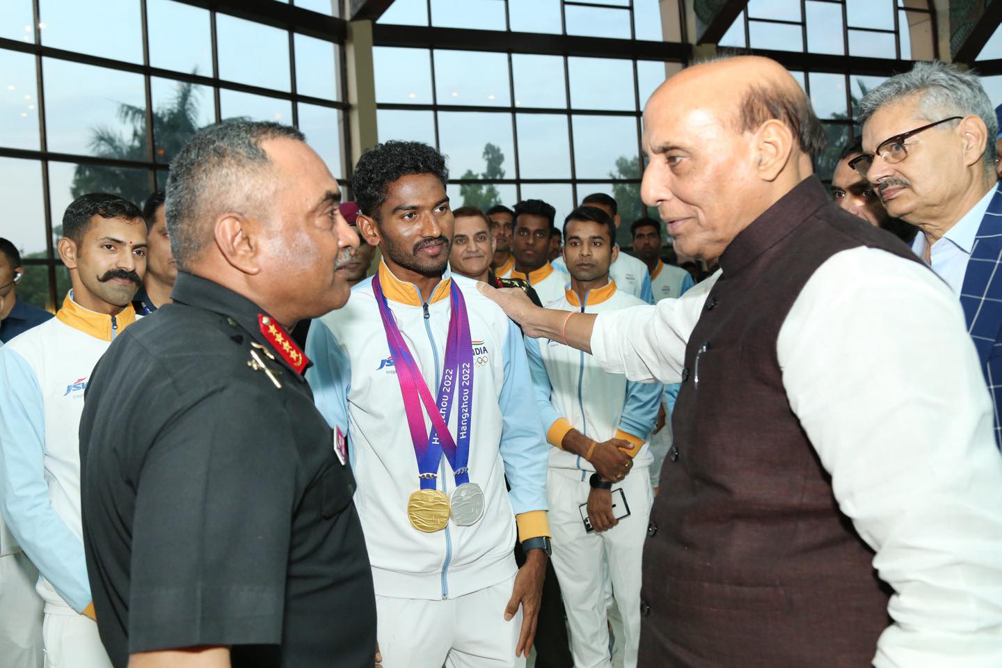 "Soldier Always Performs": Rajnath Singh Felicitates Troops Who Won At Asiad