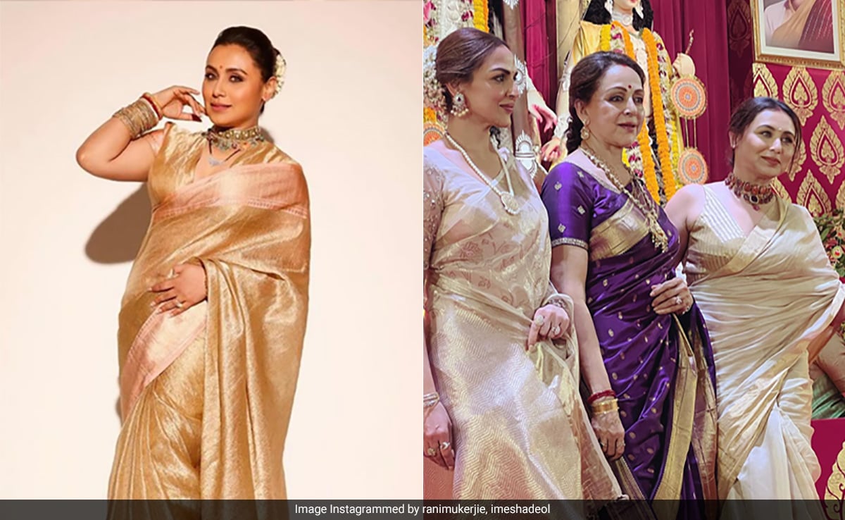 Dream Girls Rani Mukerji And Hema Malini's Ethnic Glam To Esha Deol's Handwoven  Banarasi, Bollywood-Style Durga Puja Was All About Festive Elegance