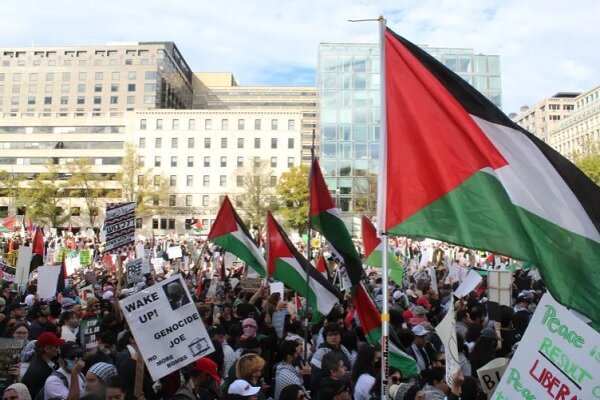 Tens of thousands march in US for Gaza ceasefire