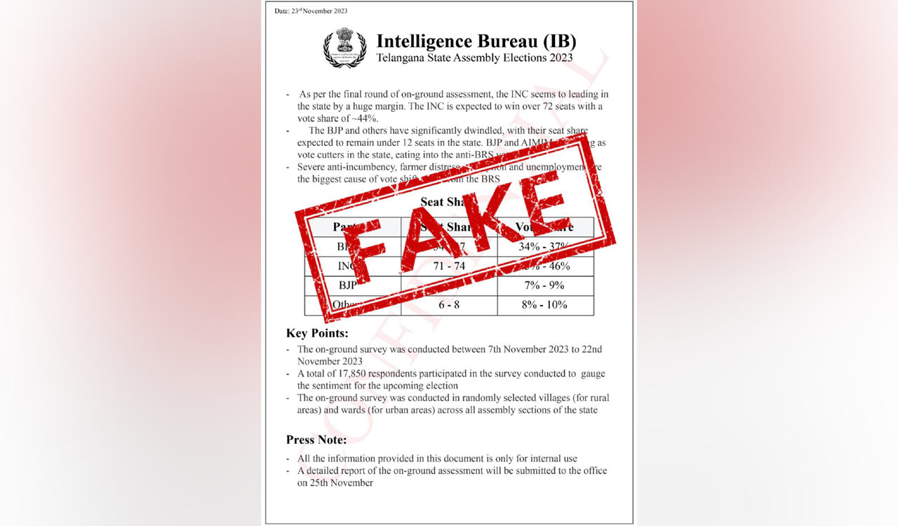 Telangana Assembly polls: Fake Intelligence Bureau prediction goes viral