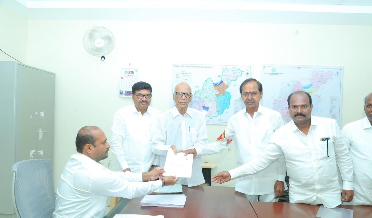 CM KCR files nominations from Gajwel