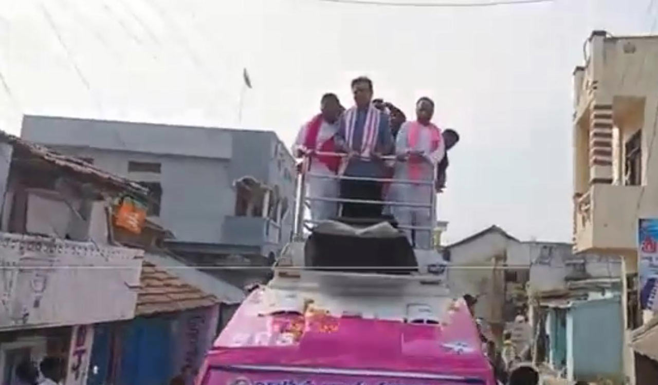 KTR has lucky escape after nearly falling off campaign vehicle in Armoor