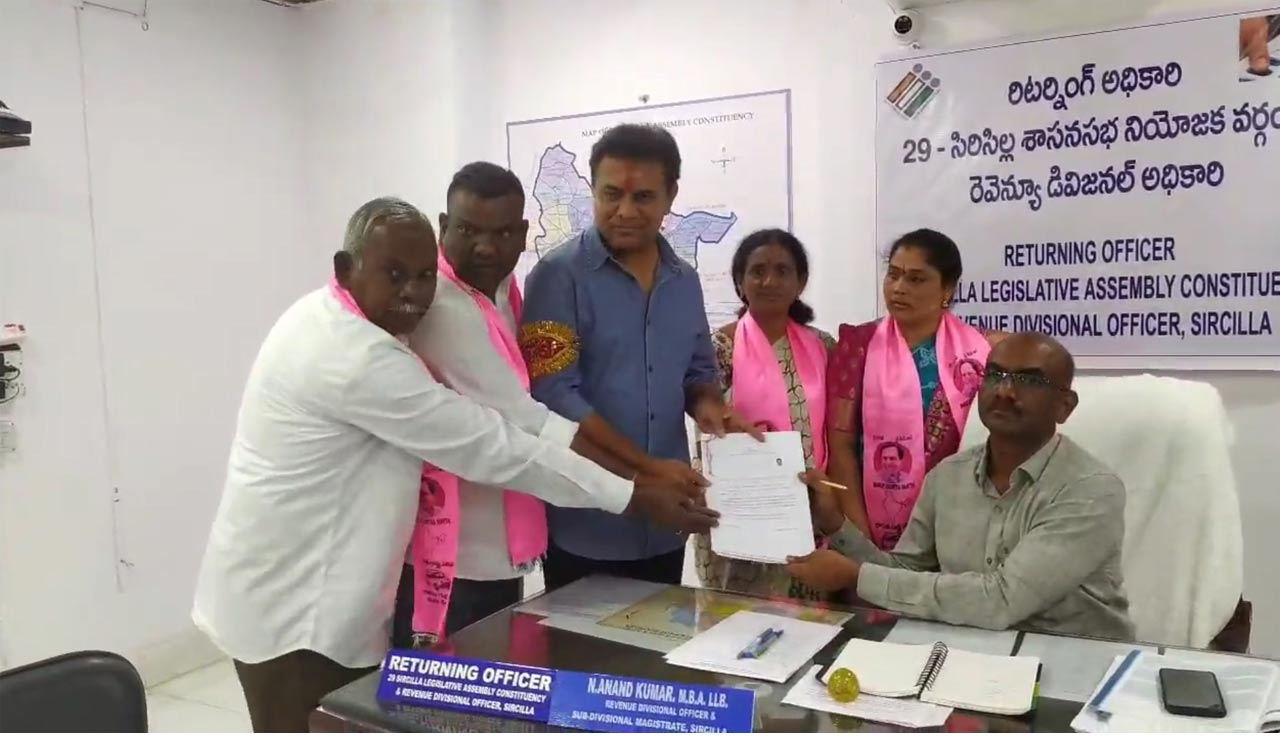 Telangana Assembly Elections: KTR files nomination from Siricilla