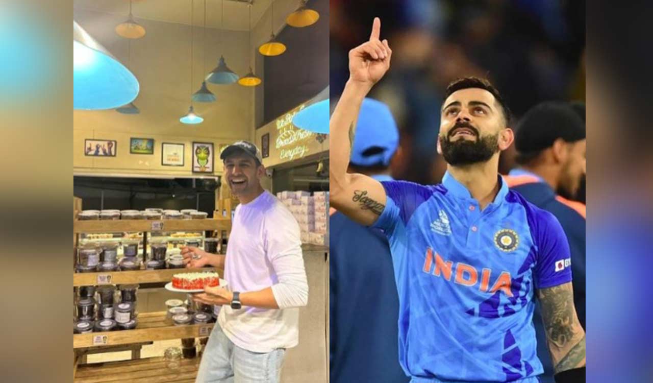 Kartik Aaryan celebrates Virat Kohli’s 49th ODI century with cake