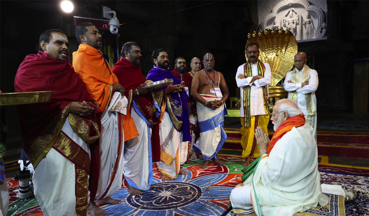 PM Modi visits Tirupati shrine, prays for prosperity of Indians