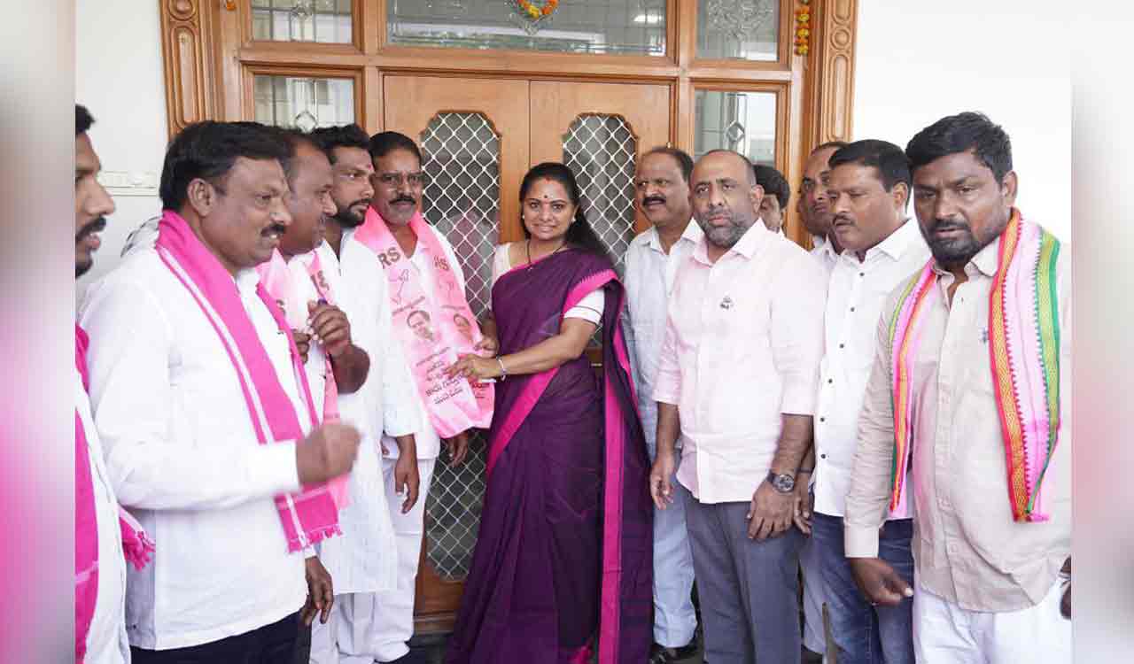 BJP and Congress leaders join BRS in presence of MLC Kavitha