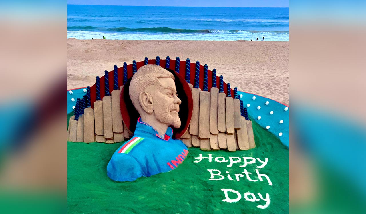 CWC 2023: Sand artist Sudarsan Pattnaik wishes Virat Kohli on his 35th birthday