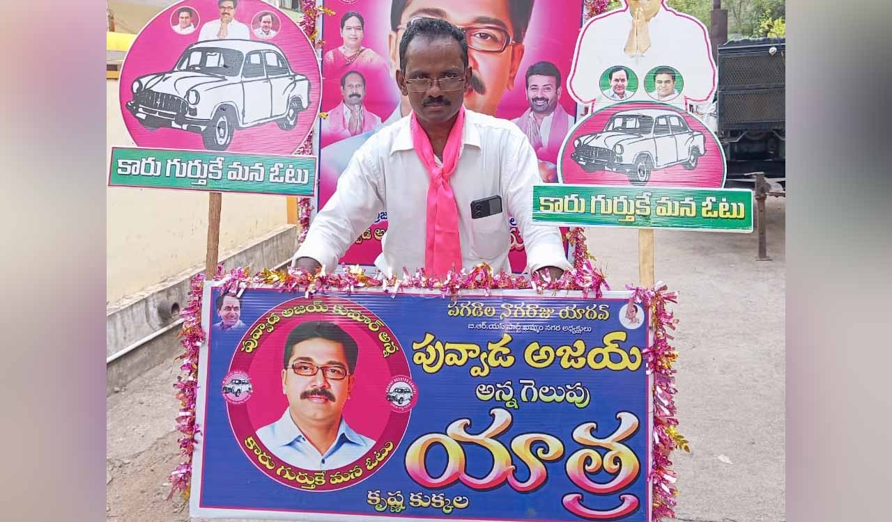 BRS fan conducts cycle yatra for Puvvada’s victory