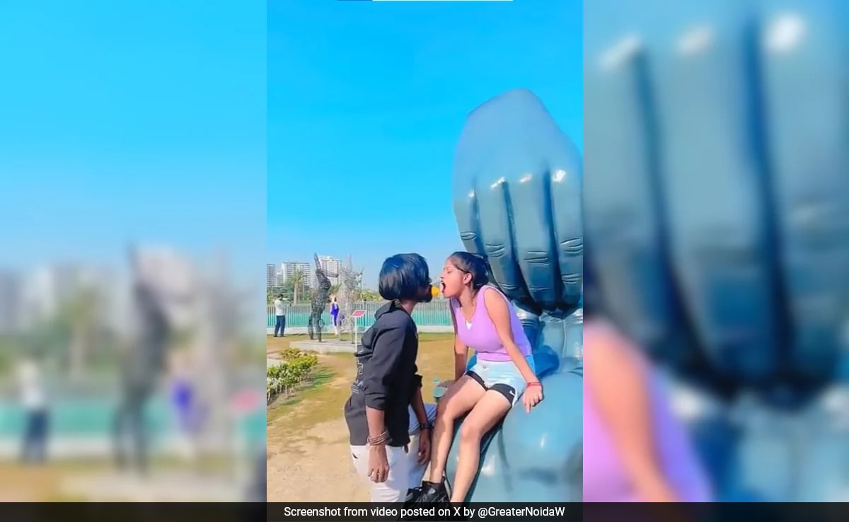 Video: Couple Drink From Each Other's Mouth In Noida Park, Cops React