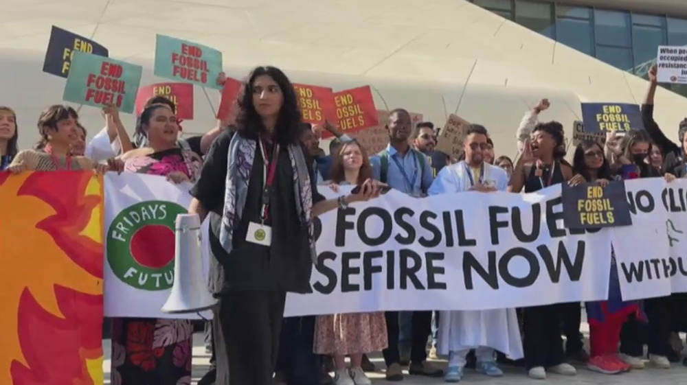 Climate activists protest outside COP28 talks in Dubai