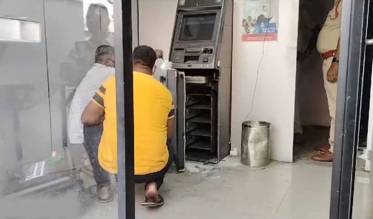 Burglars cut open, loot cash chests of three ATMs in Sadasivapet