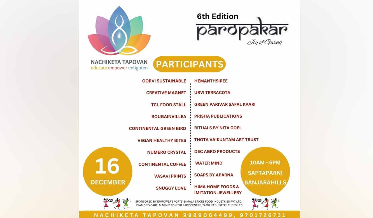 Fundraising event ‘Paropakar’ to be hosted in Hyderabad on Dec 16