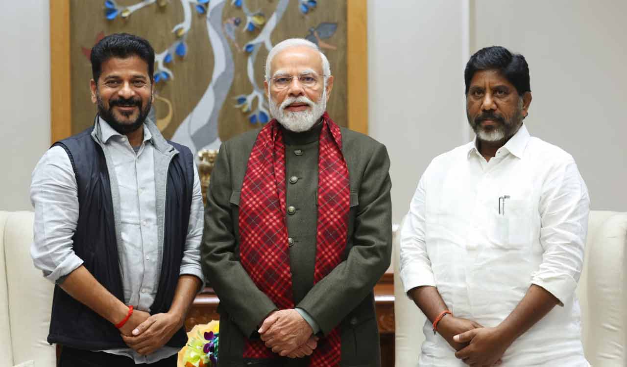 CM Revanth, Deputy CM Bhatti call on PM Modi in New Delhi