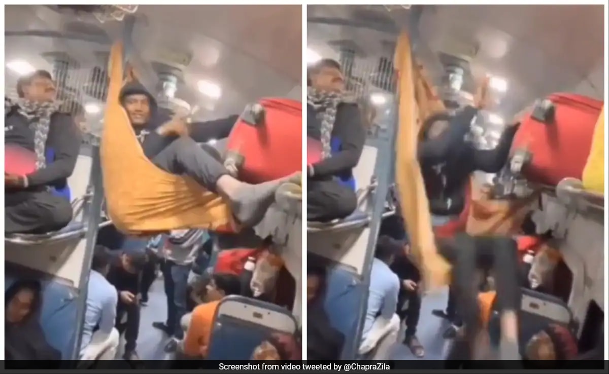 Watch: Passenger Creates Makeshift Hammock Inside Crowded Train, Fails Miserably