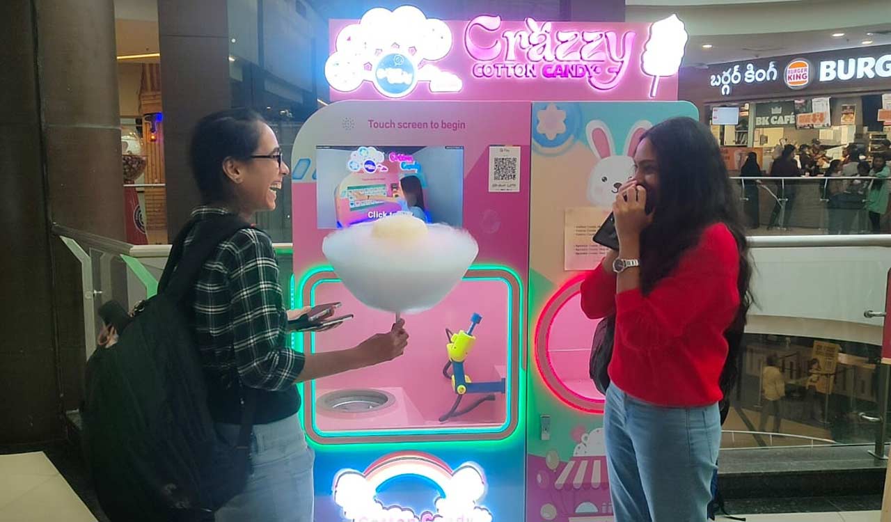 Spin joy at this automated candy floss machine in Hyderabad