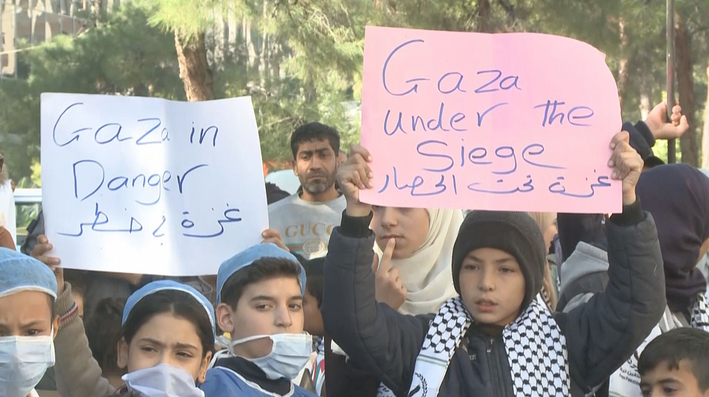 Pro-Palestine demo held outside UNICEF office in Damascus