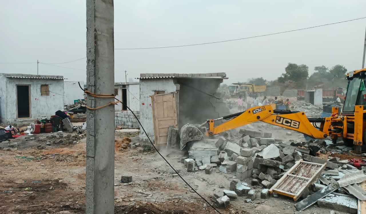 Illegal structures demolition: Mild tension prevails at Gajularamaram