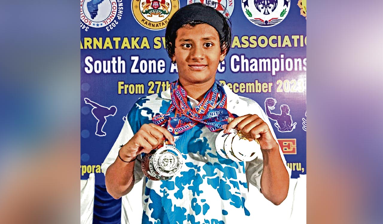 Telangana’s Jona claims six medals in 34th South Zone Aquatic Championship